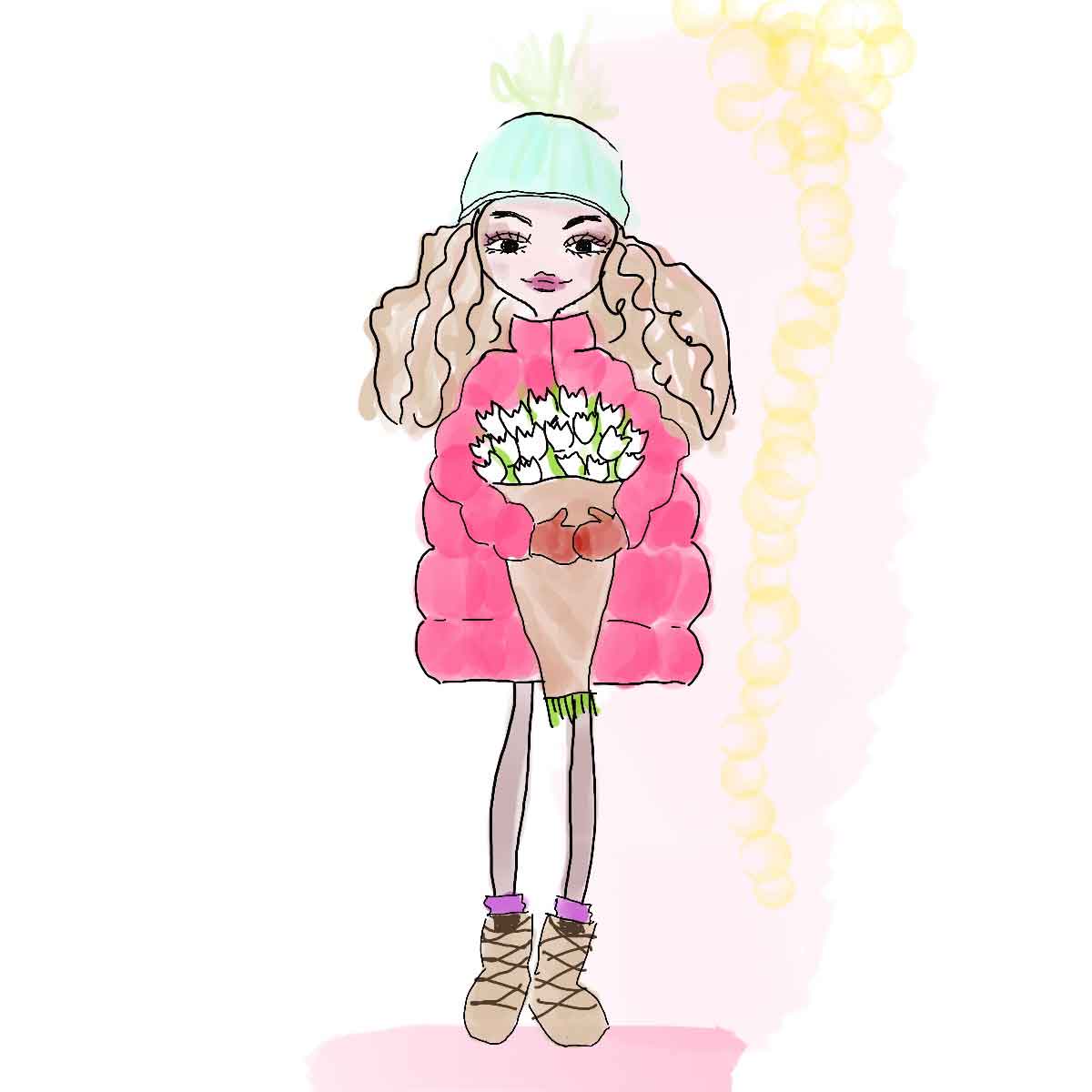 zeichnungen fashion mode illustrationen tulpenfrau