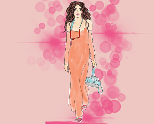 Illustration langes Kleid
