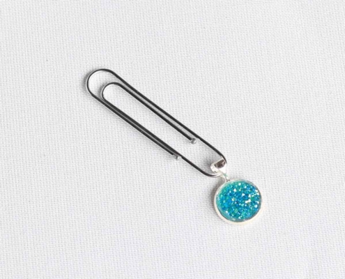Cabochon Planerclip Aqua Glitzer
