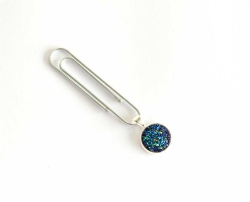 Cabochon Planerclip Dunkelblau Glitzer