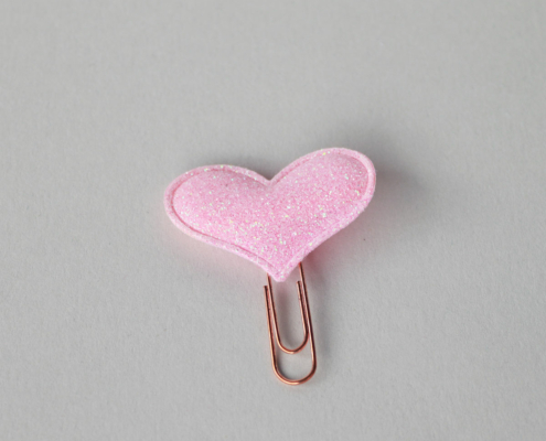 Büroklammer Herz Rosa Glitzer