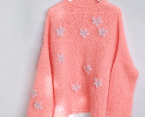 Blumenpulli Mohair Oversize in hummer